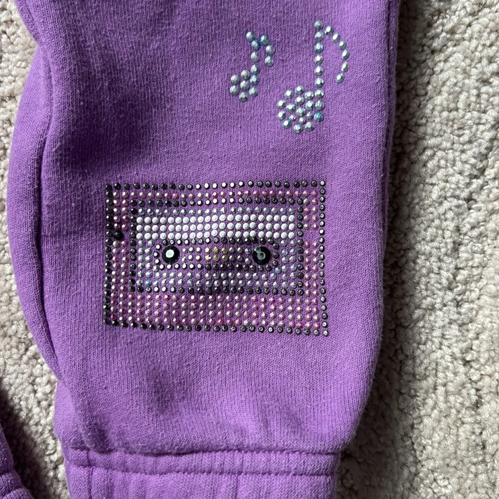 Butter Super Soft Cassette Tape Music Notes Sweat Pants in Purple XS 3 4